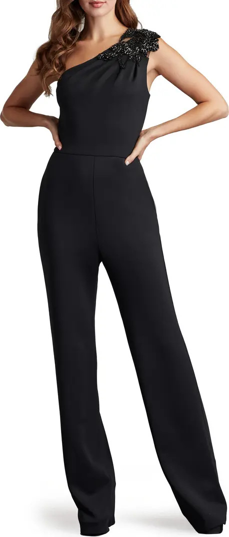 Beaded Appliqué One-Shoulder Jumpsuit | Nordstrom