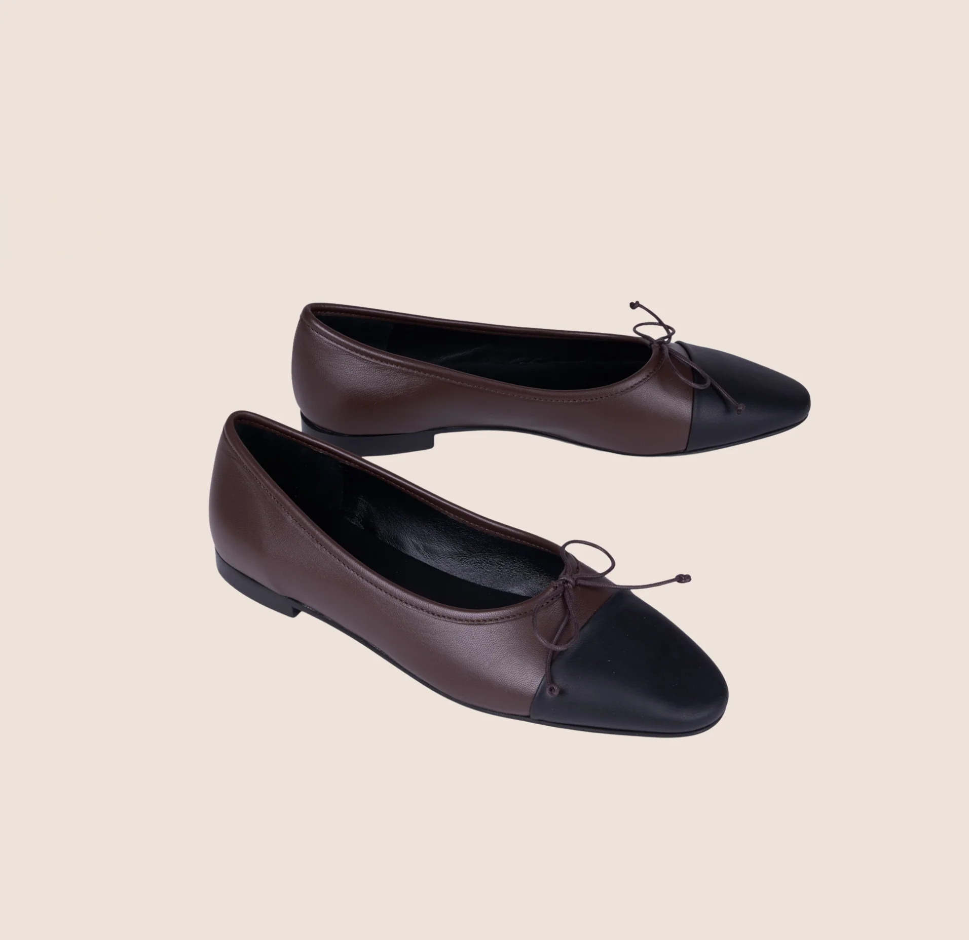 Como Italian Leather Flats in Chocolate Leather/Black | A. Soliani | A.Soliani