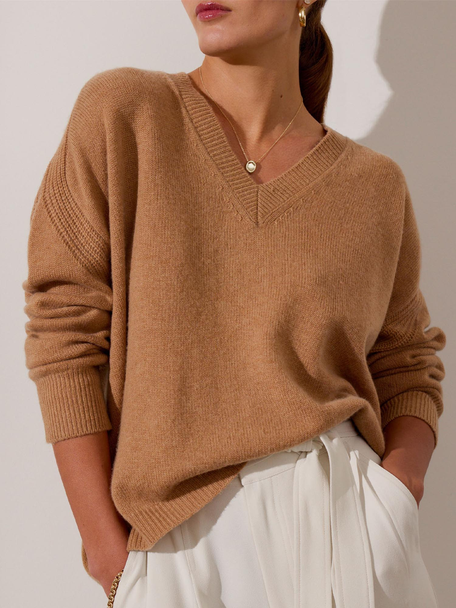 Women's James Vee Sweater in Camel Mélange | Brochu Walker | Brochu Walker