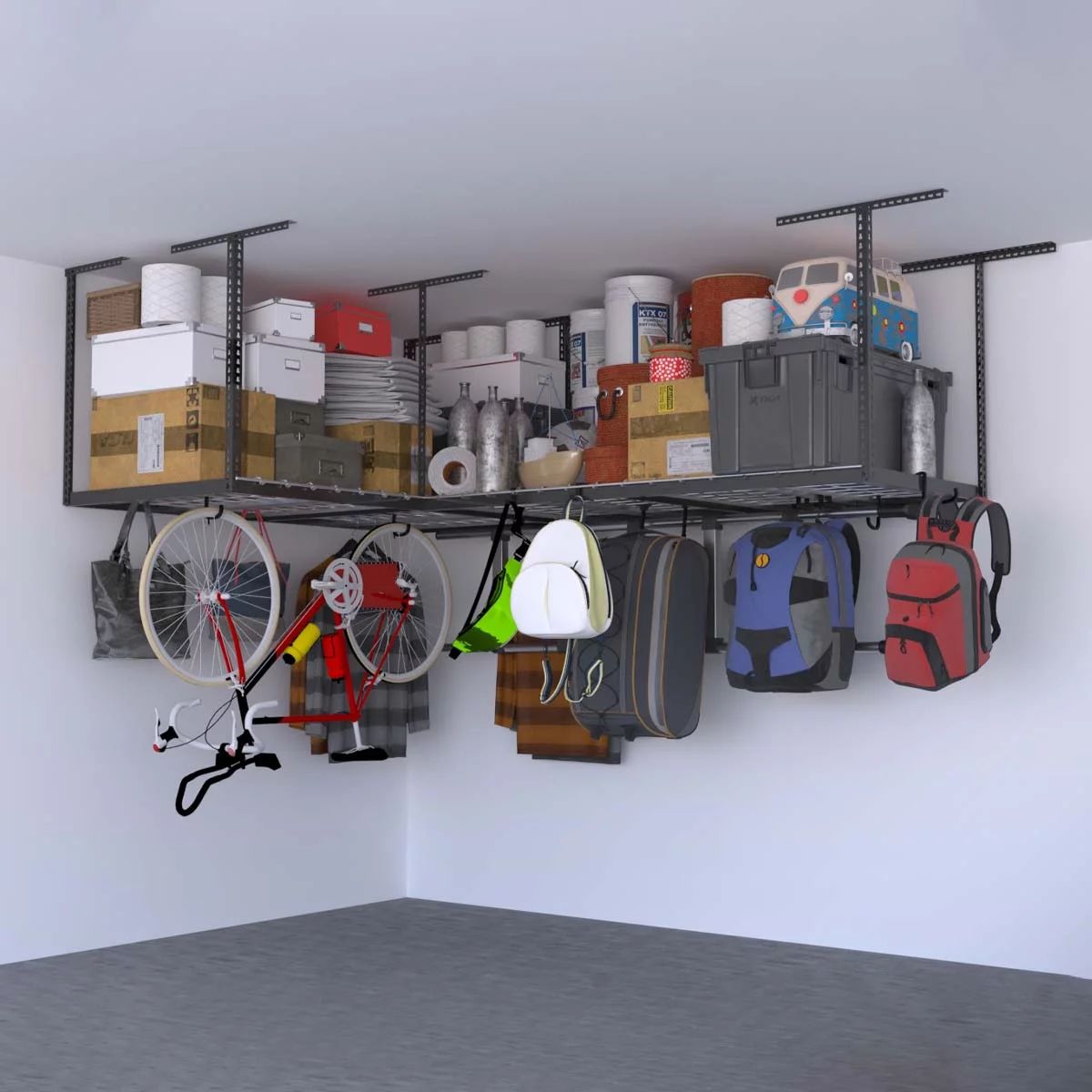 MonsterRAX 4x8 Overhead Garage Storage Rack with Accessory Hooks (Hammertone, 18" - 33", 2 -Pack)... | Walmart (US)
