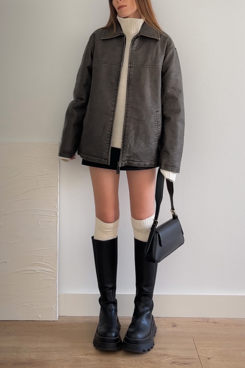 Brown faux leather jacket outfit 🤎

#LTKstyletip #LTKSeasonal #LTKCyberWeek