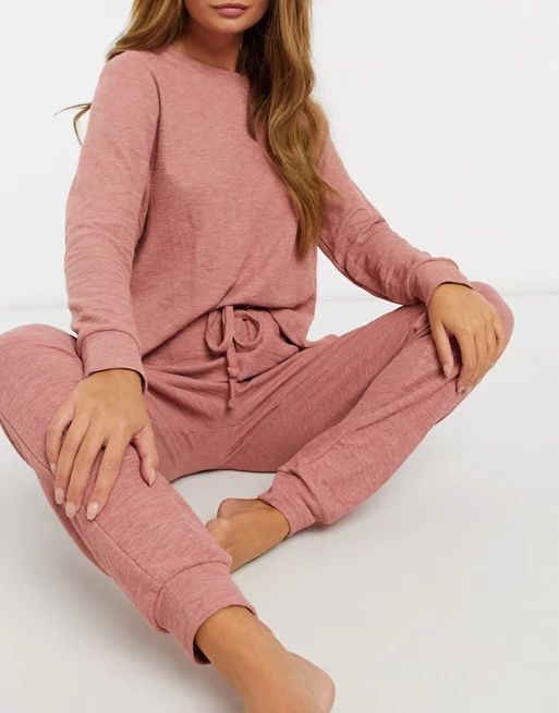 ASOS DESIGN lightweight sweatshirt / sweatpant set in rust | ASOS (Global)