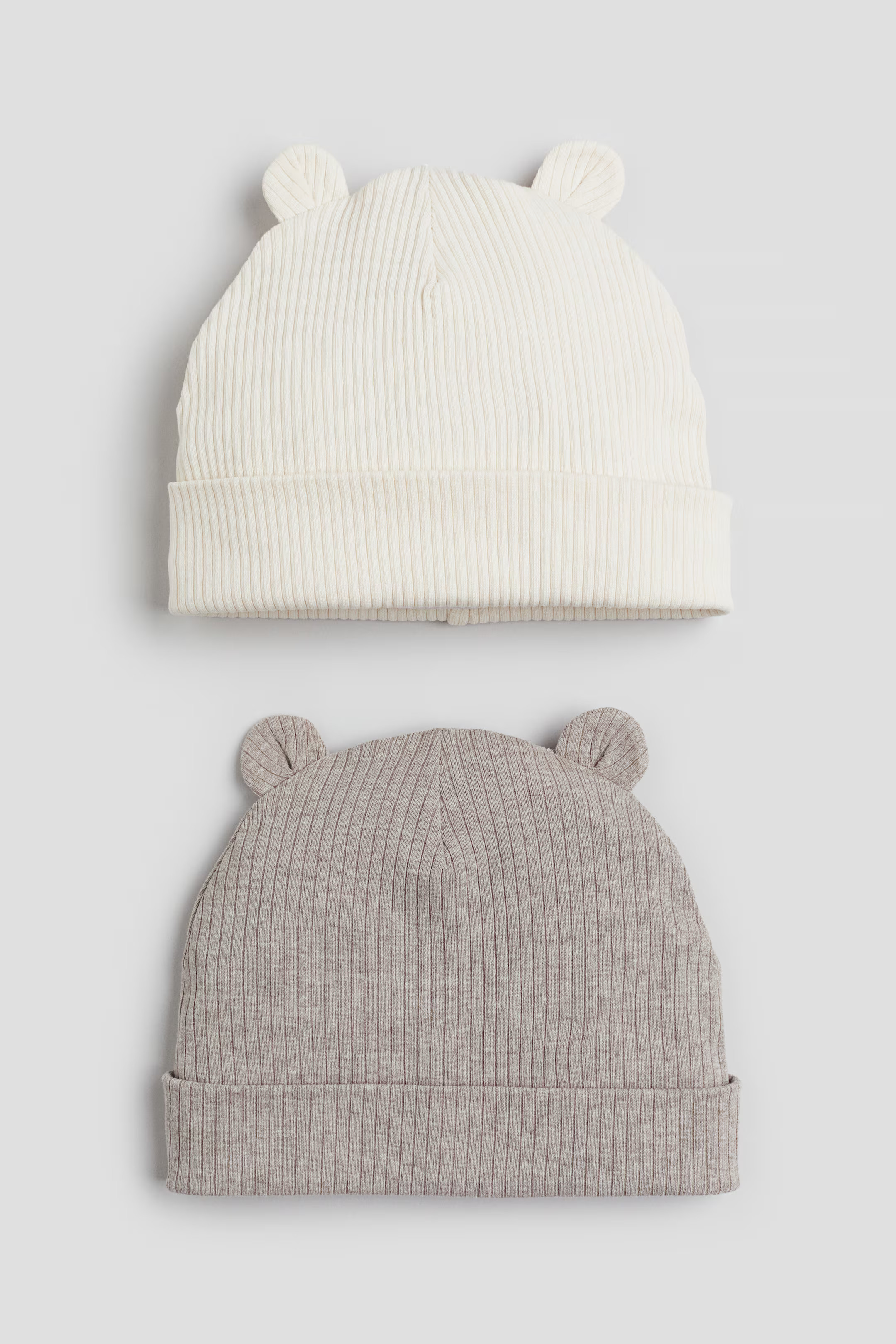 2-pack ribbed ear-detail beanies | H&M (UK, MY, IN, SG, PH, TW, HK)
