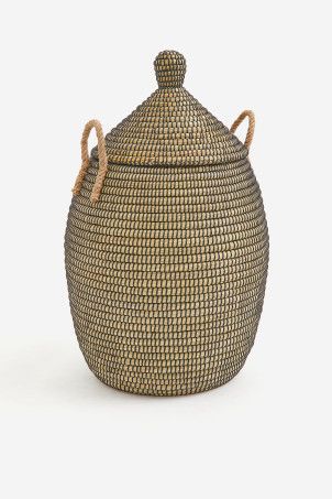 Storage Basket with Lid - Beige/white - Home All | H&M US | H&M (US + CA)