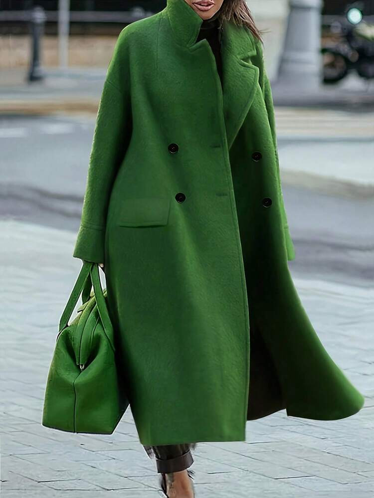 Women's Casual Lapel Long Sleeve Warm Overcoat | SHEIN