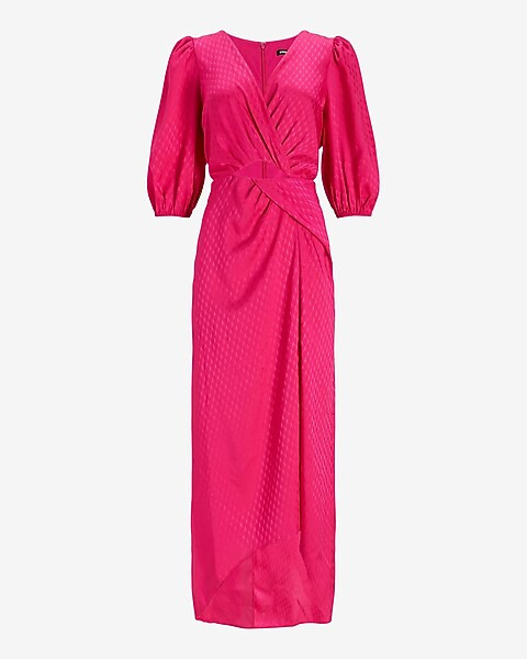 Faux Wrap Knotted Waist Hi-Lo Maxi Dress | Express