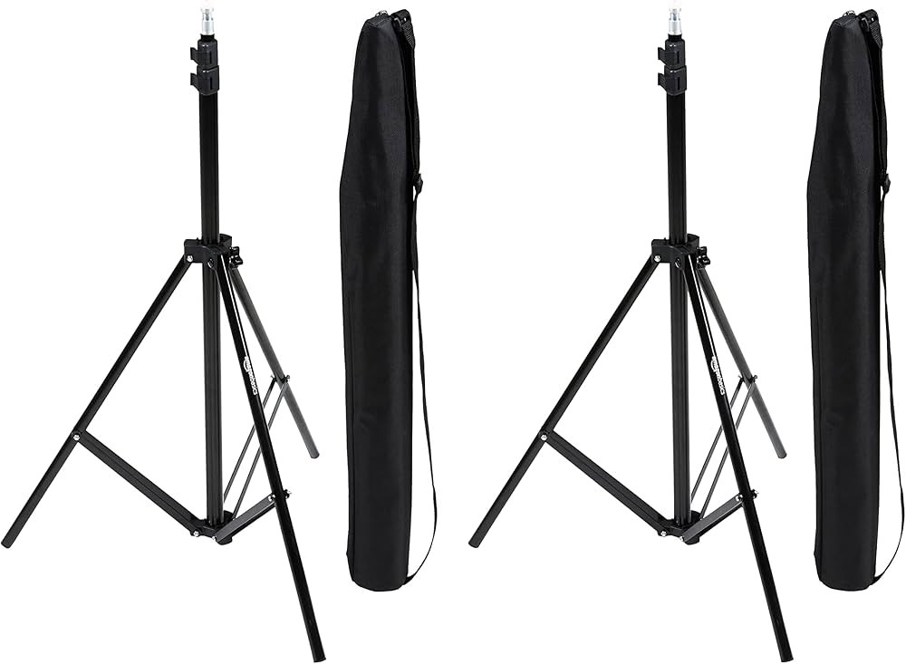Amazon Basics Aluminum Light Photography Tripod Stand with Case - Pack of 2, 2.8 - 6.7 Feet, 3.66... | Amazon (US)
