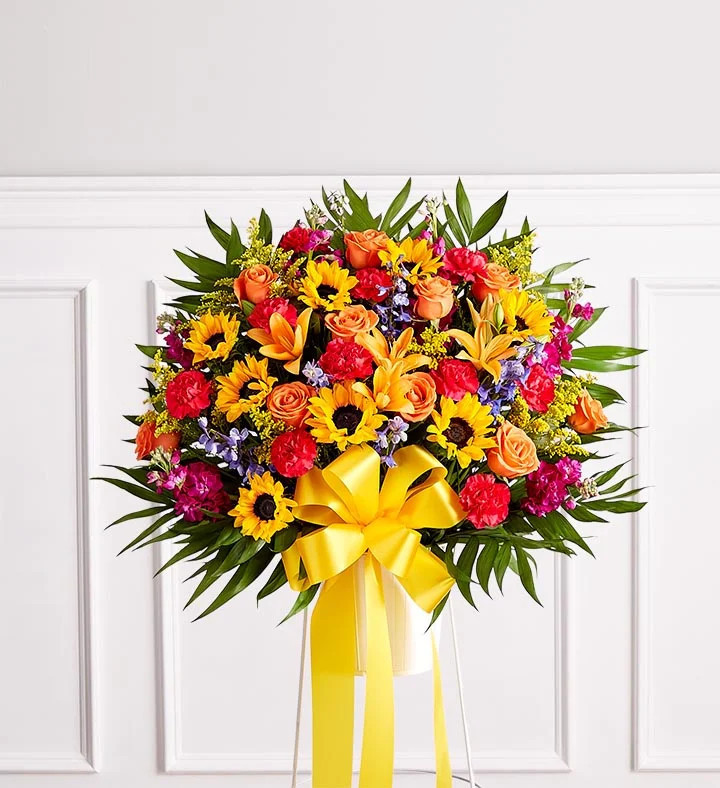 1-800-Flowers Flower Delivery Heartfelt Sympathies Standing Basket Medium | 1800flowers.com
