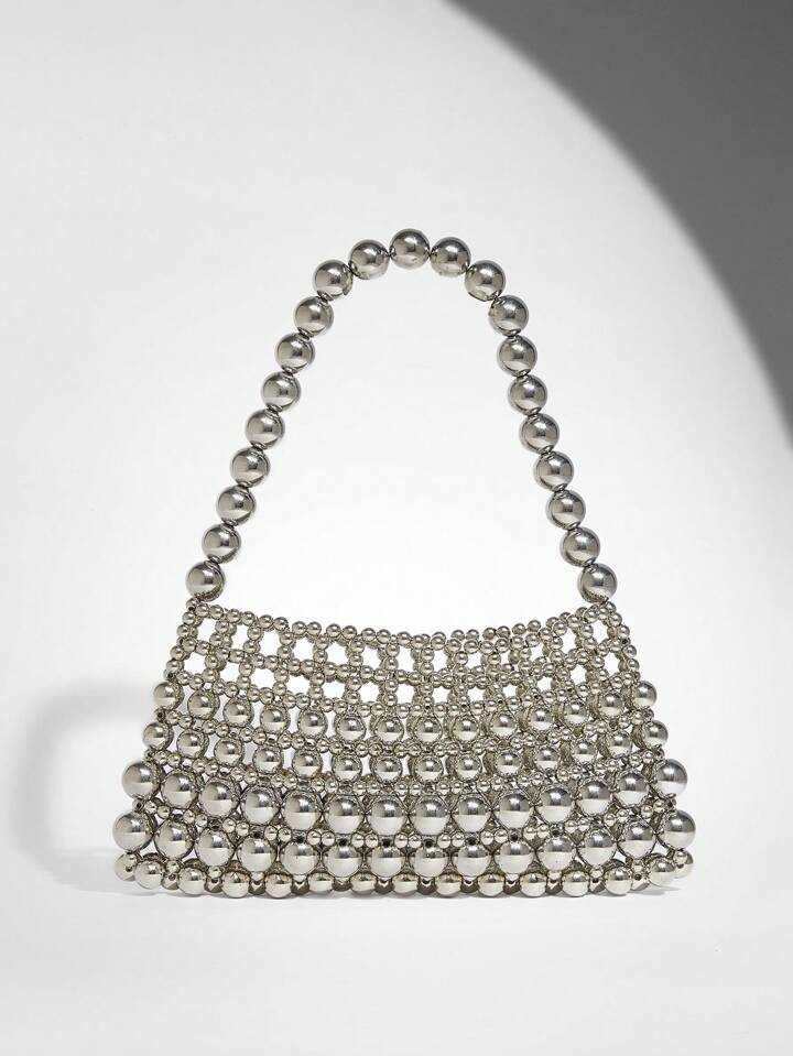 SHEIN BAE White Pearl Beaded Crossbody Bag For Teenagers | SHEIN
