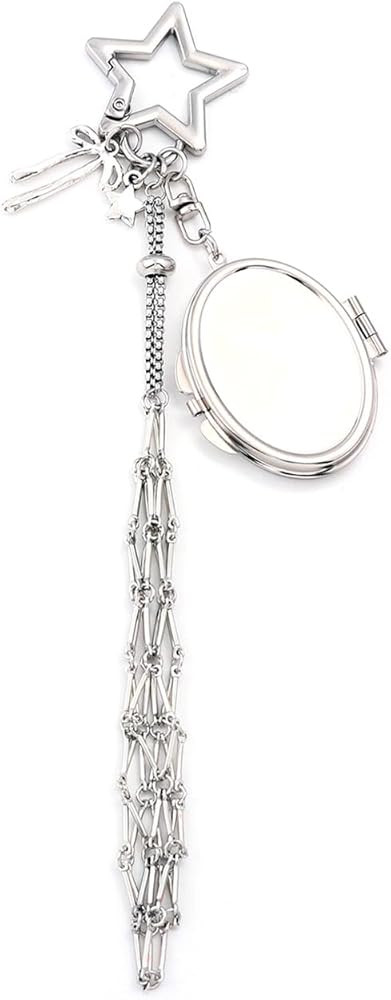 Silver Heart Chapstick Holder Mirror Keychain - Y2K Bag Charm Lipstick Holder Purse Charm for Val... | Amazon (US)