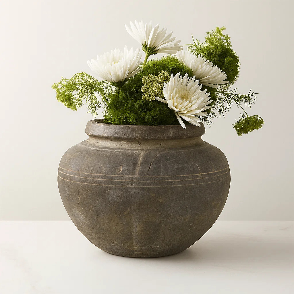 Rounded Table Vase For Home Decor - Elegant Tall Floor Vase With Textured Finish - Style For Dining Or Decorative Vases - 11.25", Brown | Wayfair North America