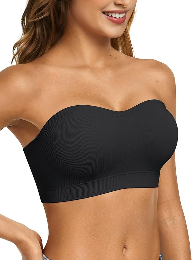 Push Up Strapless Bras for Women Supportive Bandeau Bra Non Slip Wireless No Underwire Padded Tub... | Amazon (US)