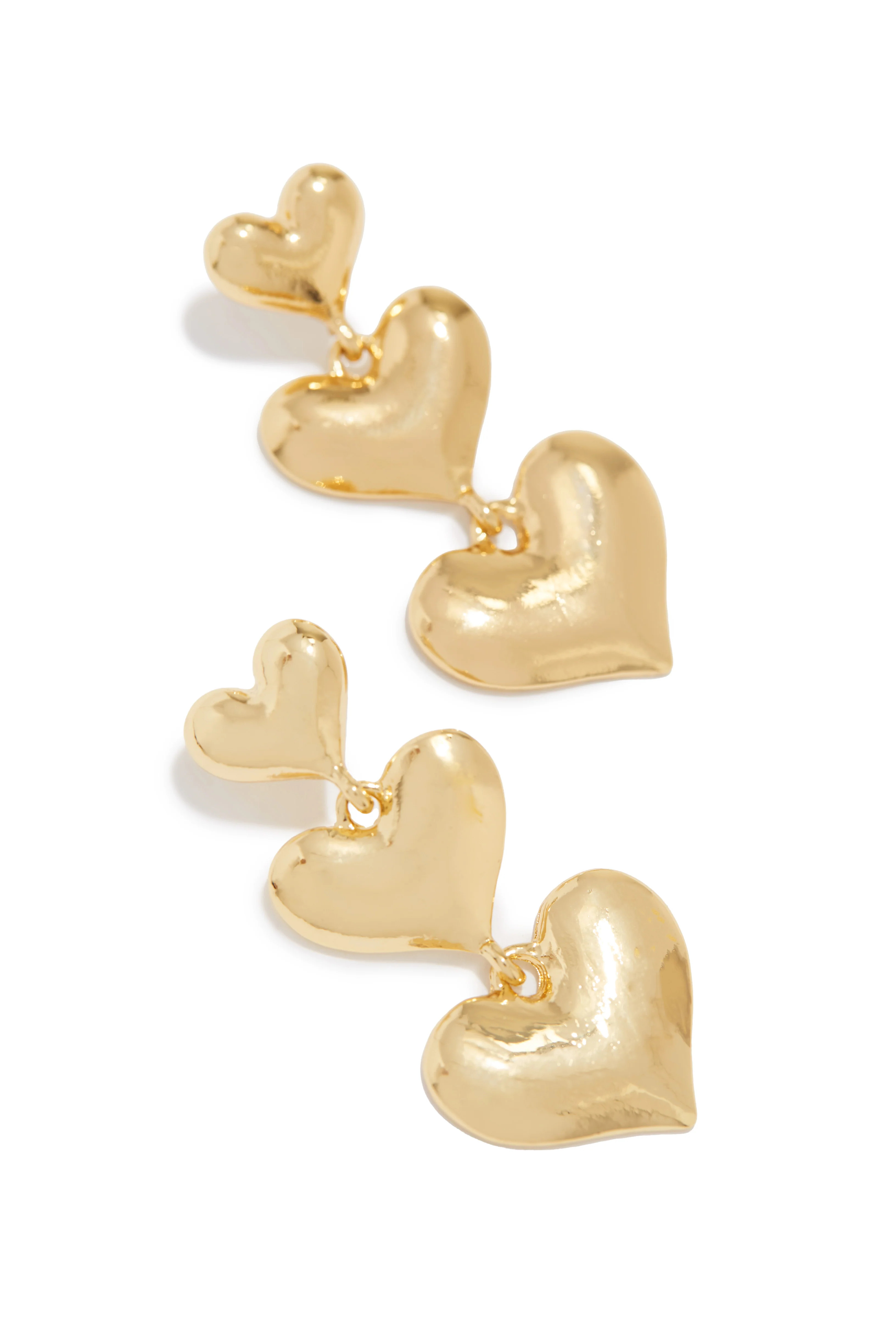 Miss Lola | My Love Gold Tiered Heart Earring | MISS LOLA