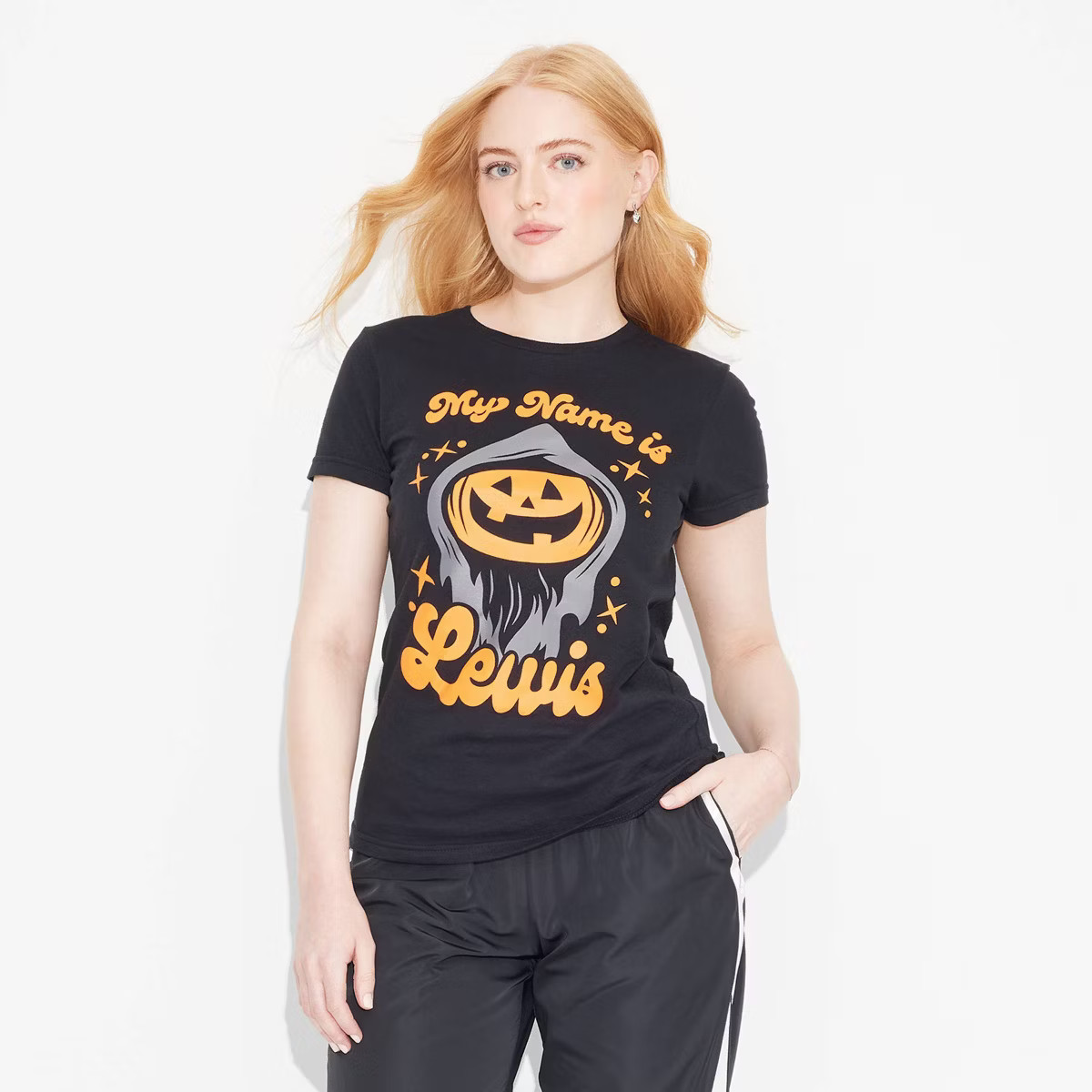 Women's Lewis & Friends™ Lewis The Pumpkin Ghoul™ Short Sleeve Graphic T-Shirt - Black | Target