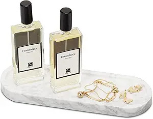 Worhe Stone Tray Natural Marble Vanity Tray for Jewelry, Candles, Perfume, Decorative Tray for Sm... | Amazon (US)