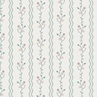 Laura Ashley Blencow Floral Striped Dark Duck Egg Blue Wallpaper 122748 - The Home Depot | The Home Depot