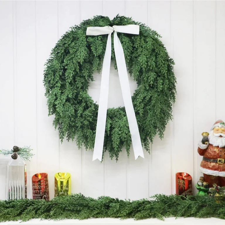 Evergreen Natural Feel Norfolk Artificial Christmas Wreath, Green, 18", by My_Texas_House | Walmart (US)