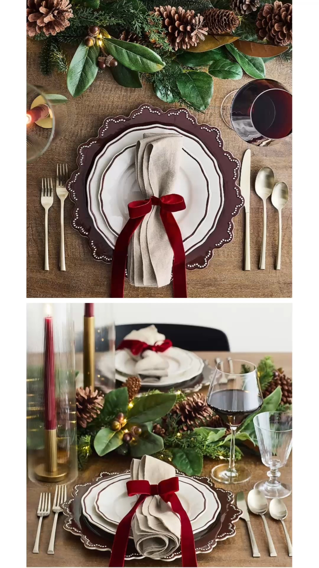 Festive Christmas table decor ideas, holiday table setting, glass candle holder with sleeve , bows, garland, holiday decor, Christmas plates, napkins, centerpiece, tablescape, placemats, glassware, flatware, organic modern, minimalist, transitional, red and white, green, Nordic, napkin ring, festive, Crate & Barrel style, Pottery Barn aesthetic, table decor

#LTKHome #LTKHoliday #LTKFindsUnder50