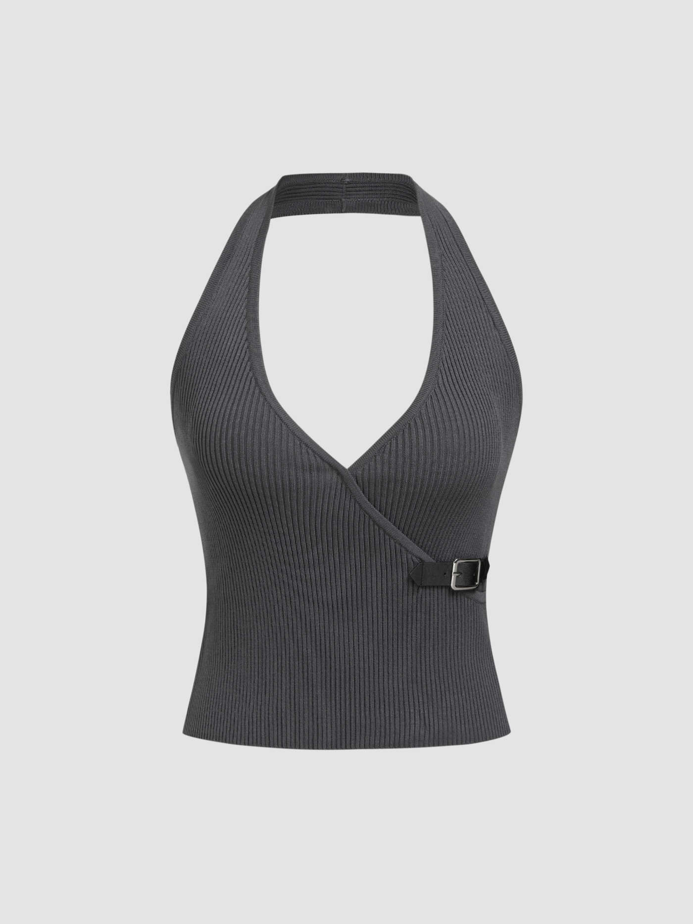 Knit Halter Neck Belted Tank Top | Cider