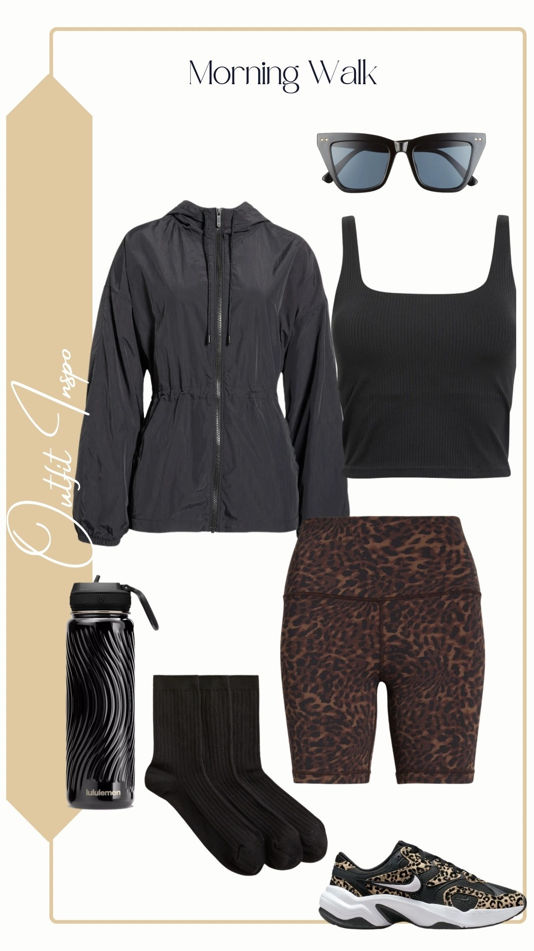 Outfit Inspo

Morning Walk

Cinched Jacket - Zella (Day to Day Jacket)
Leopard Print Bike Shorts - MPG 
Black Ribbed Bra Tank - Zella (Thrive Ribbed Tank)
Black Cheetah Print Sneaker & Baseball Cap- NIKE (AL8 Sneaker)
Black Ribbed Cotton Bootie Socks - J.Crew
Black Water Bottle - Lululemon (Back to Life Sport Bottle)
Black Sunglasses - BP 


#LTKSeasonal #LTKmorningroutine #LTKfitnessgoals