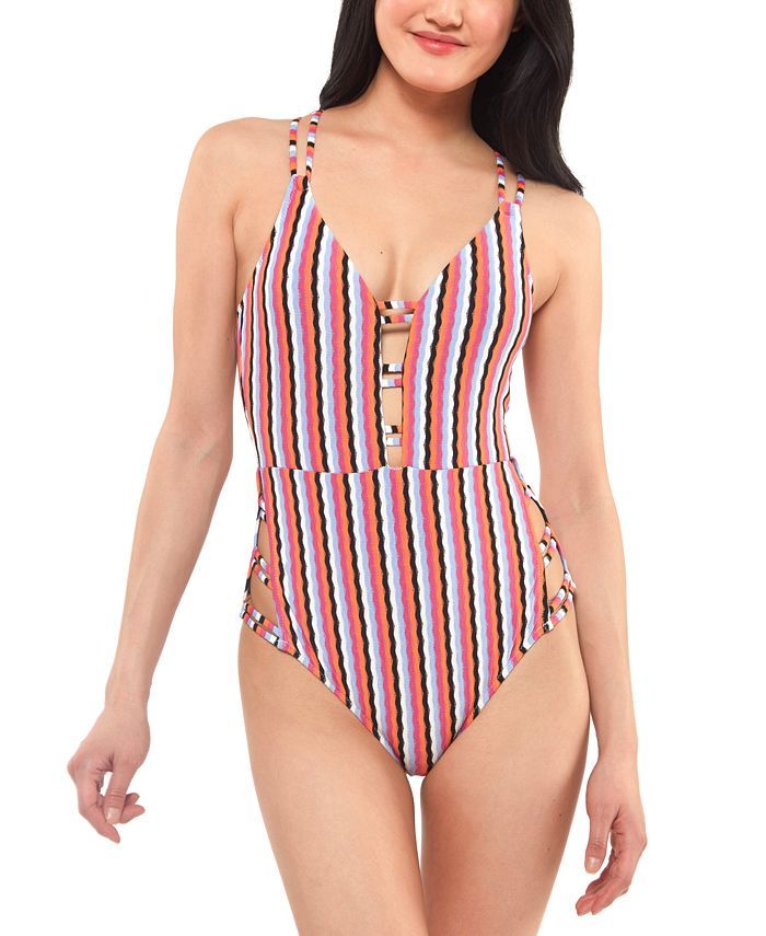 Got the Groove Plunge Strappy One-Piece Swimsuit | Macys (US)