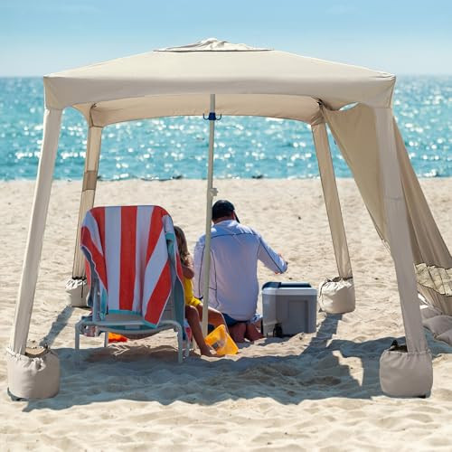 AMMSUN Beach Cabana, 6.5'\u00d76.5' Beach Canopy, Easy Set up and Take Down, Cabana Tent with San... | Amazon (US)