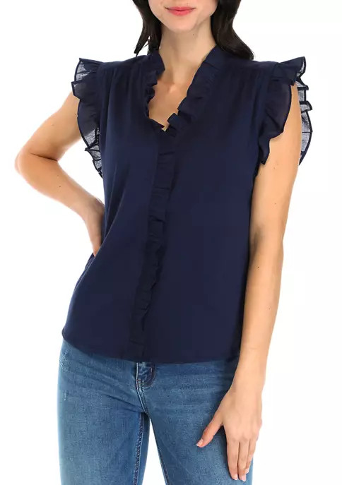 Women's Sleeveless Ruffle Trim Top | Belk