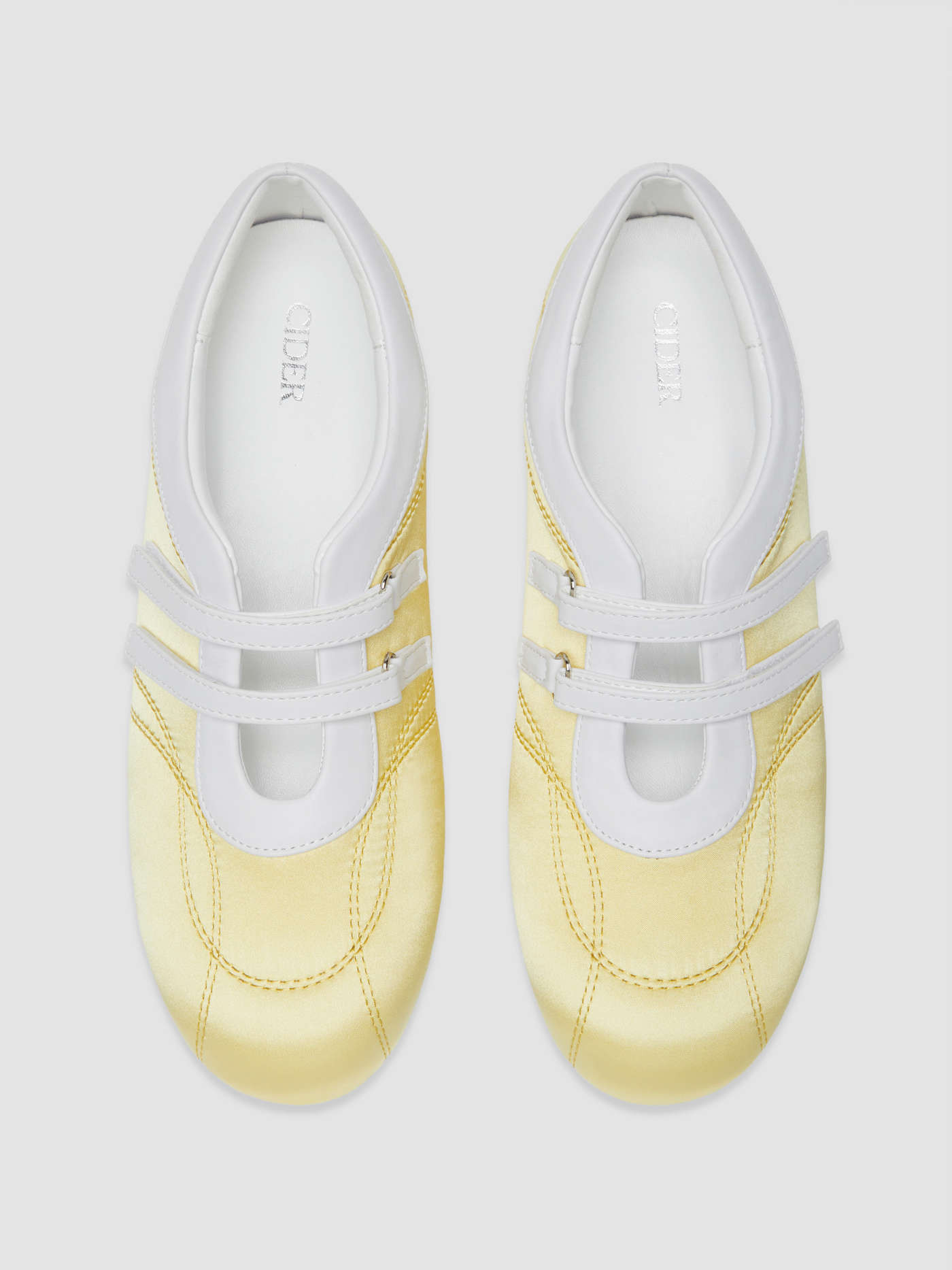 ADJUSTABLE STRAP SATIN & FAUX LEATHER SNEAKERS For School Date Outdoor | Cider