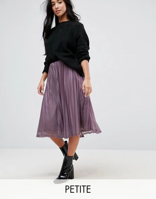 Vero Moda Petite Glitter Pleated Midi Skirt | ASOS US