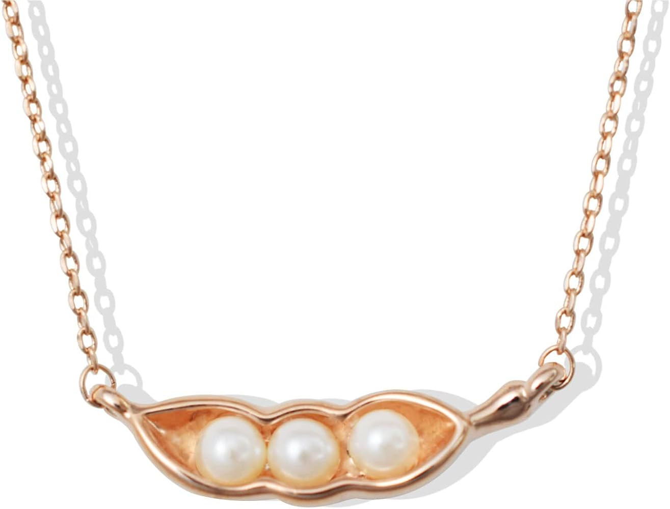 Rose Gold Plated Three Pea in Pod Necklace Cute Jewelry Pearl Mother's Gift Everyday Friends Jewe... | Amazon (US)