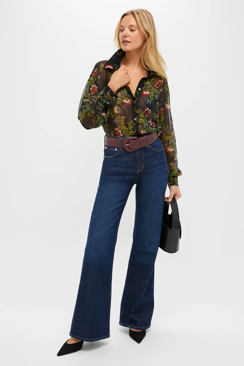 Midnight Moonflower Sheer Alysse Blouse | Tuckernuck (US)