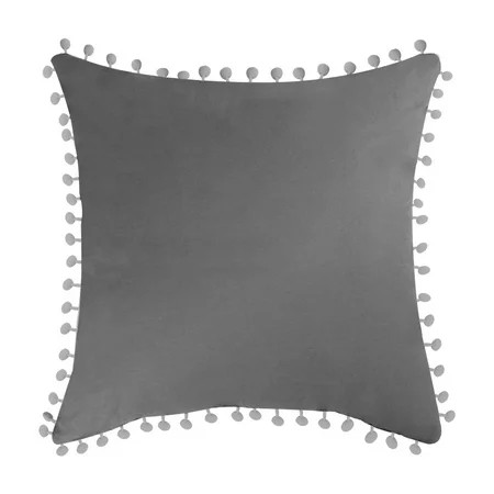 Unique Bargains Poms Square Decorative Throw Pillow Cover 18"" x 18"" Grey | Walmart (US)