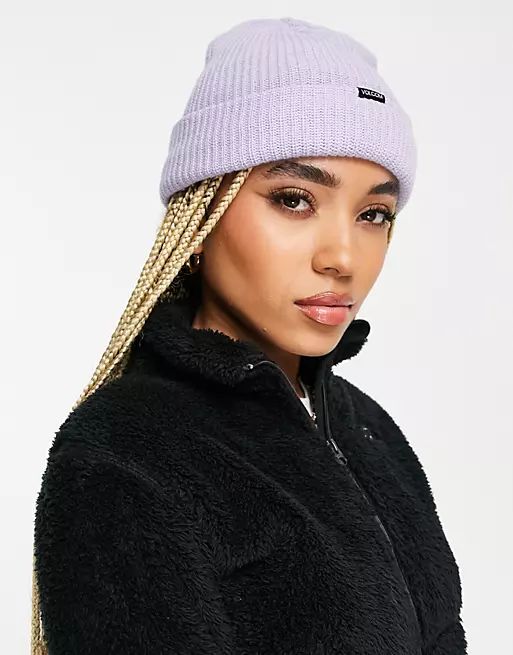Volcom polar lined beanie in lilac | ASOS (Global)