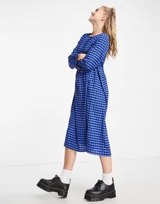 Daisy Street long sleeve smock dress in bright blue check | ASOS | ASOS (Global)