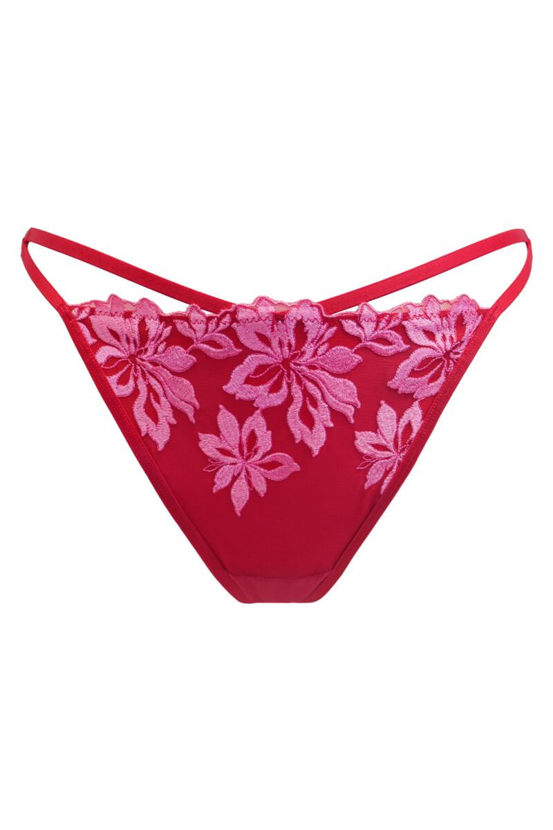 Roxie Embroidered G-String - Red/Pink | Pour Moi