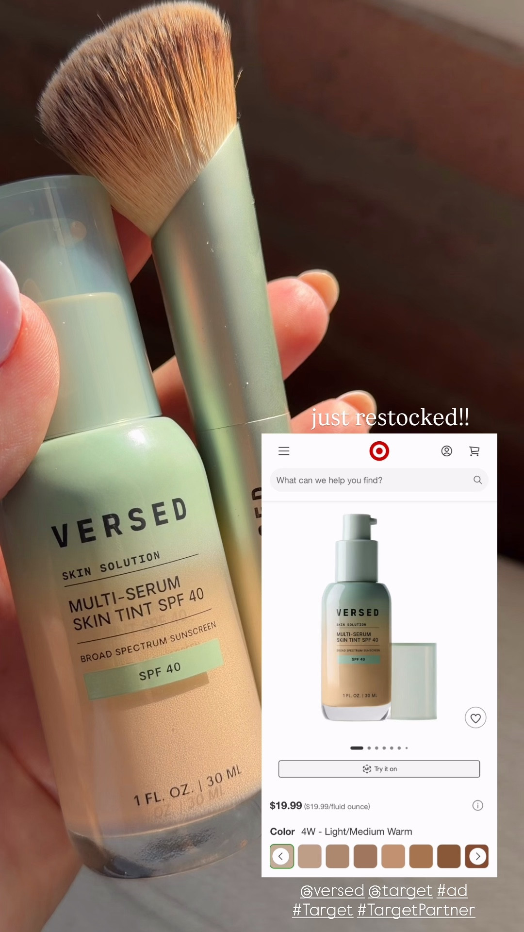 #ad All shades restocked in my go to Summer skin tint + foundation. I wear shade 3P in Winter and 5N in the Summer. @versed @Target #Target #TargetPartner #LTKgrwm