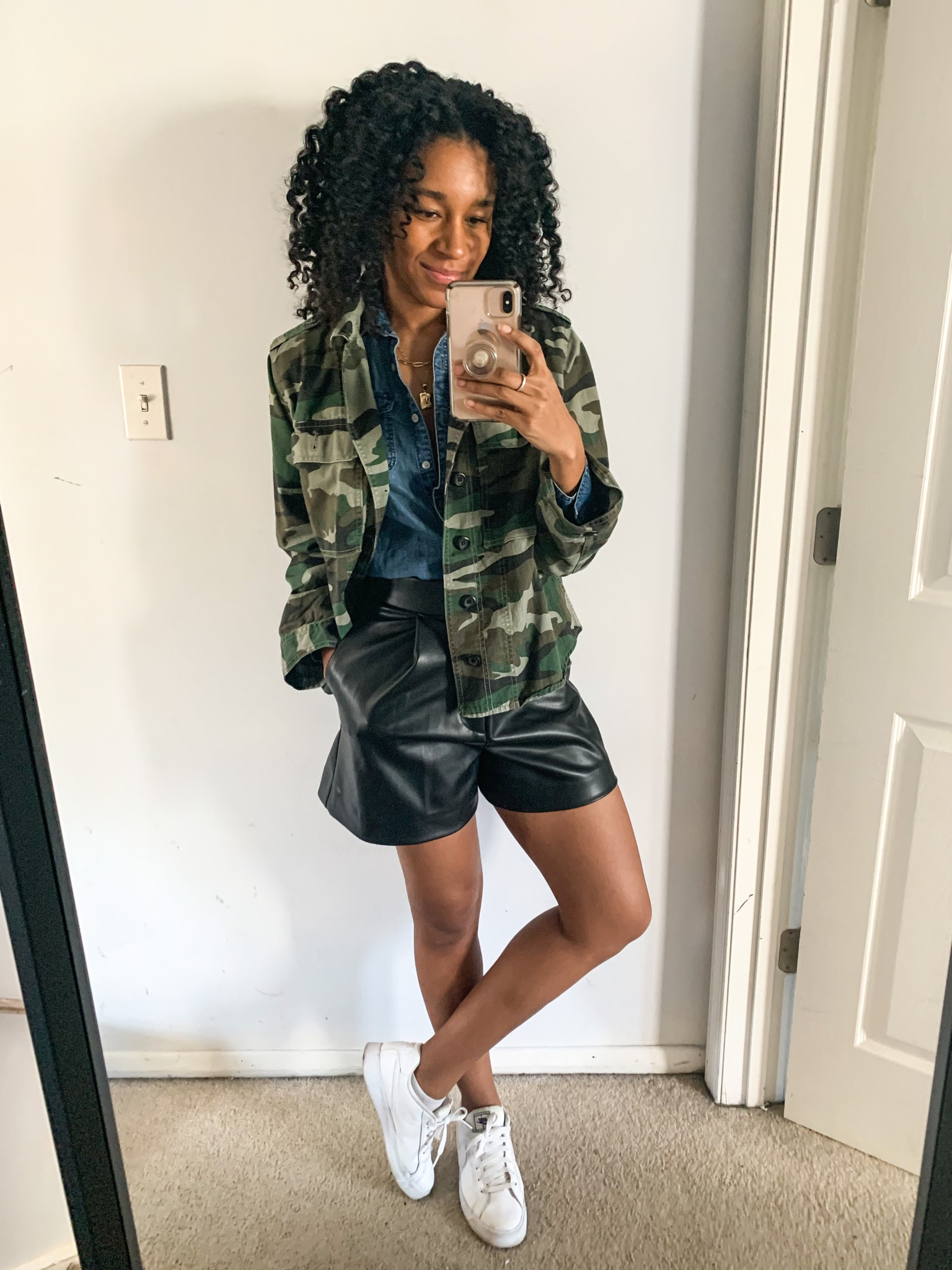 Got a brunch coming up and wanna look cool! Here a outfit you can fry! These faux leather shorts a denim shirt and a cami jacket (mine is oversized) 

#LTKunder50 #LTKFind #LTKstyletip