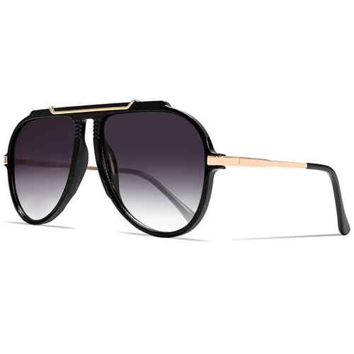 GUVIVI Oversized Aviator Sunglasses for Women Men 2026 70s Retro Gold Metal Sun Glasses Tangle Fr... | Amazon (US)