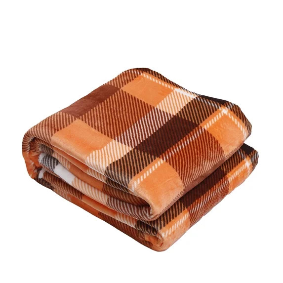 Fall Throw Blanket Plaid Autumn Checkered Room Decor Orange Rust Soft Warm Fleece Fuzzy Blanket f... | Walmart (US)
