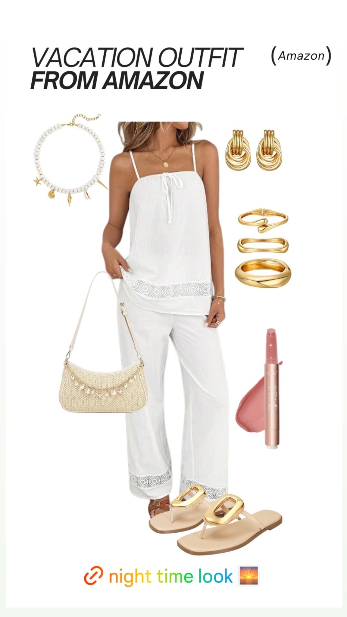 The perfect vacation outfit 🤍 This breezy matching set with gold accessories is such an easy look for dinners, shopping, and resort days!

#LTKootd #LTKSaleAlert #LTKSeasonal