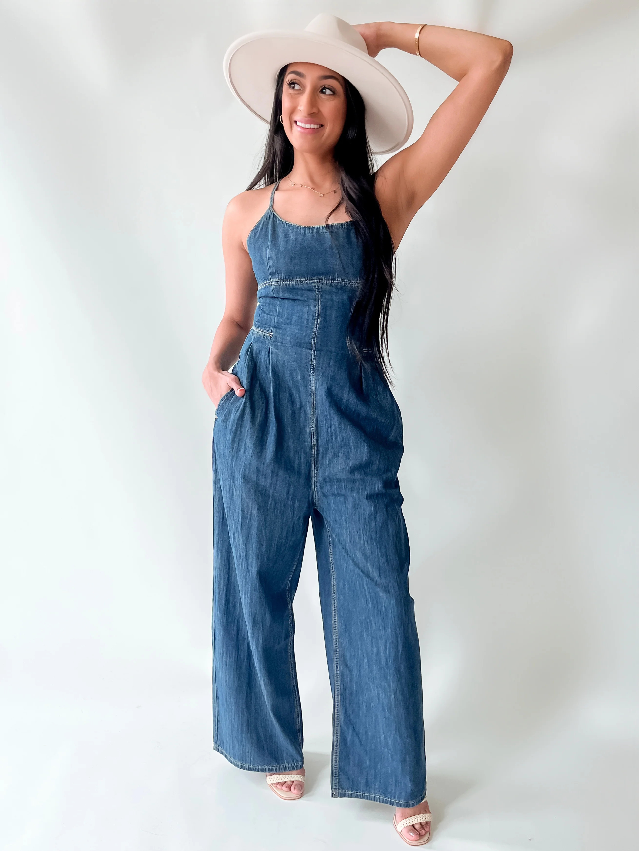 ON TREND DENIM JUMPSUIT | Harper's Den