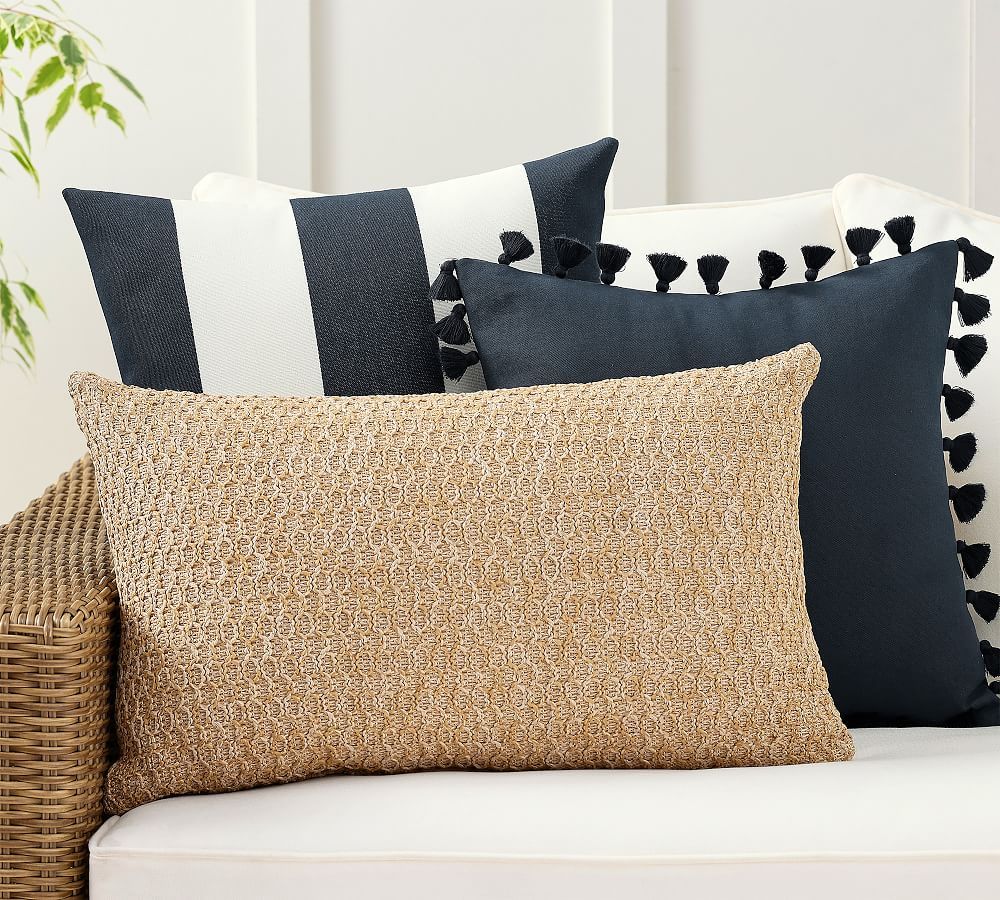 Simple Stripes Ink Indoor/Outdoor Pillow Set | Pottery Barn (US)