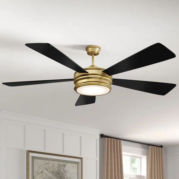 52" Alistair 5 - Blade LED Standard Ceiling Fan with Remote Control and Light Kit Included | Wayfair Professional