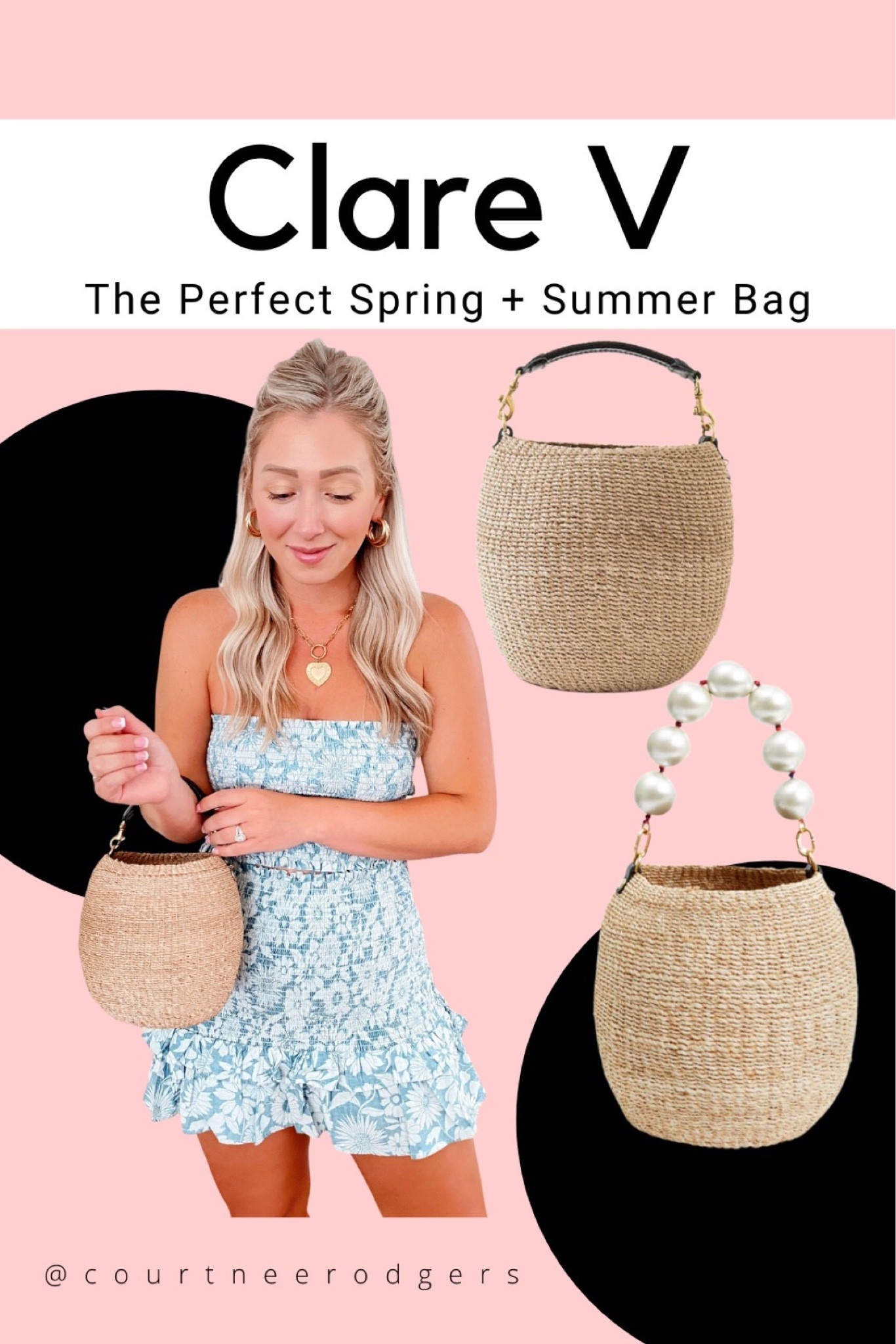 Clare V, Bags, Clare V Pot De Miel Woven Bucket Bag W Pearl Top Handle