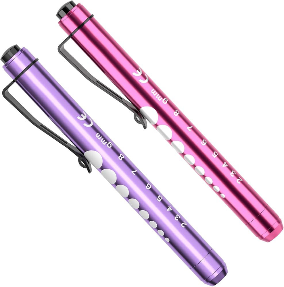 RISEMART Pen Lights for Nurses, 2Pack Reusable Medical Pen Light with Pupil Gauge and Ruler, Whit... | Amazon (US)