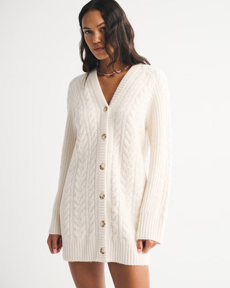 Women's Long-Sleeve Cardigan Mini Sweater Dress | Women's Dresses & Jumpsuits | Abercrombie.com | Abercrombie & Fitch (US)