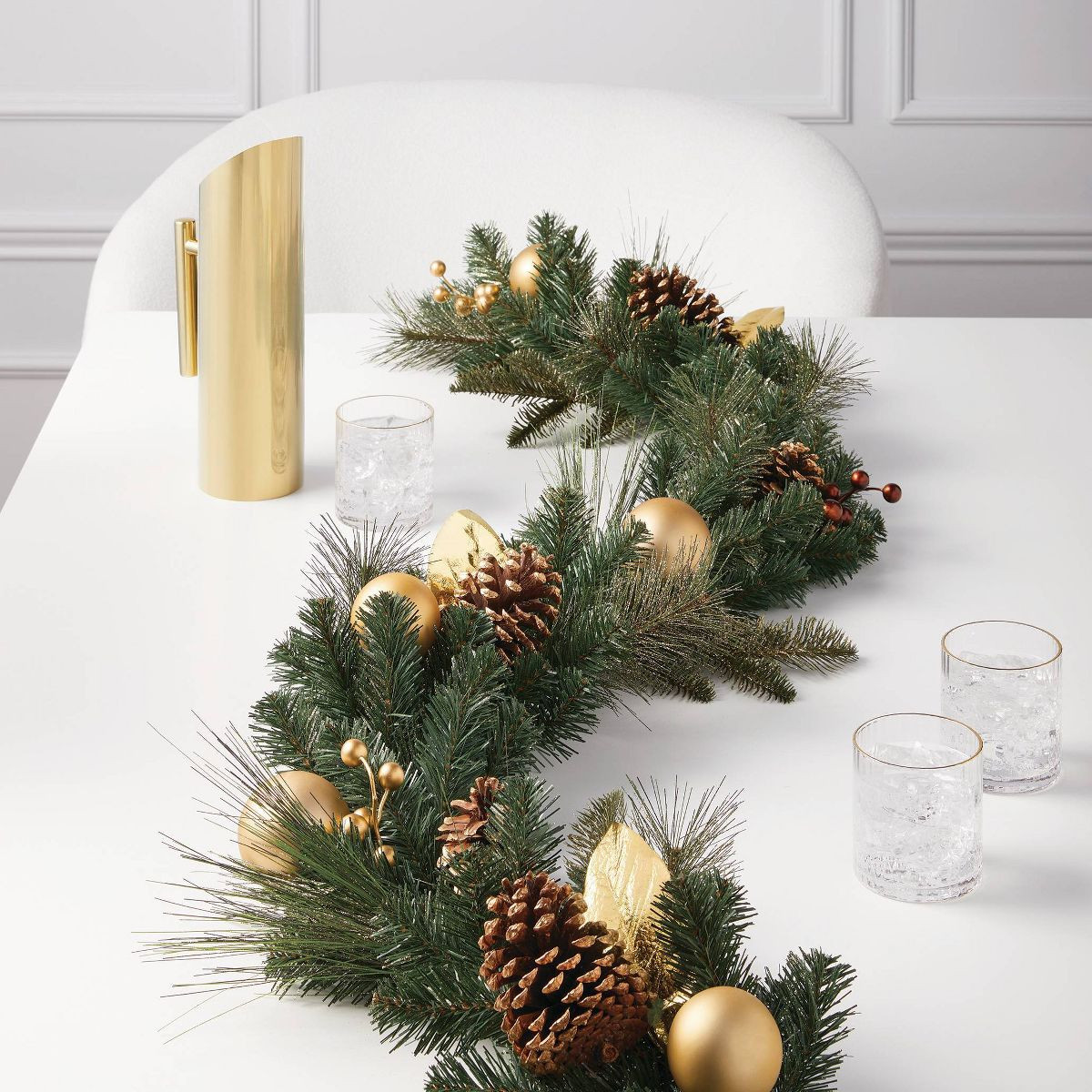 6' Mixed Greenery with Gold Berries and Ornaments Christmas Artificial Garland Green - Wondershop... | Target