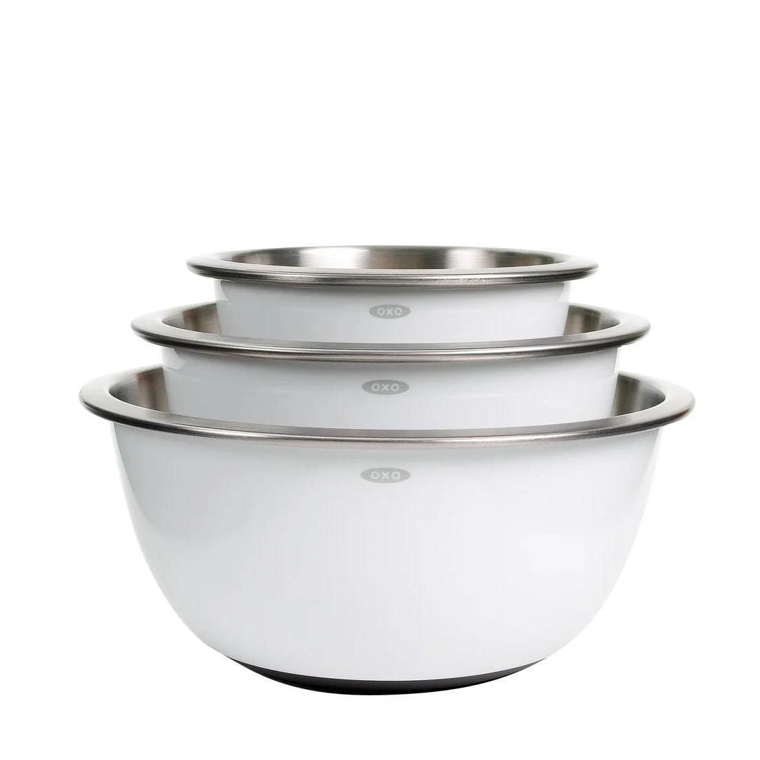 3-Piece Stainless Steel Mixing Bowl Set - White | OXO