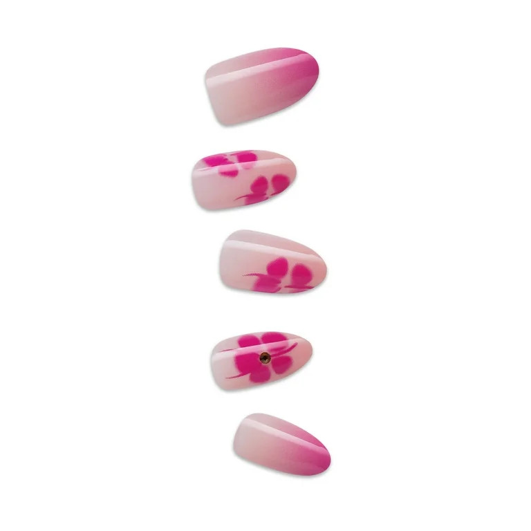 KISS imPRESS Design  Press on Nails, Time to Unwind, Pink, Medium Almond, 30 Count | Walmart (US)
