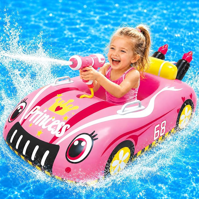 Inflatable Pool Floats for Kids with Water Gun, Race Car Toddler Pool Float for Boys, Ride-on Poo... | Amazon (US)